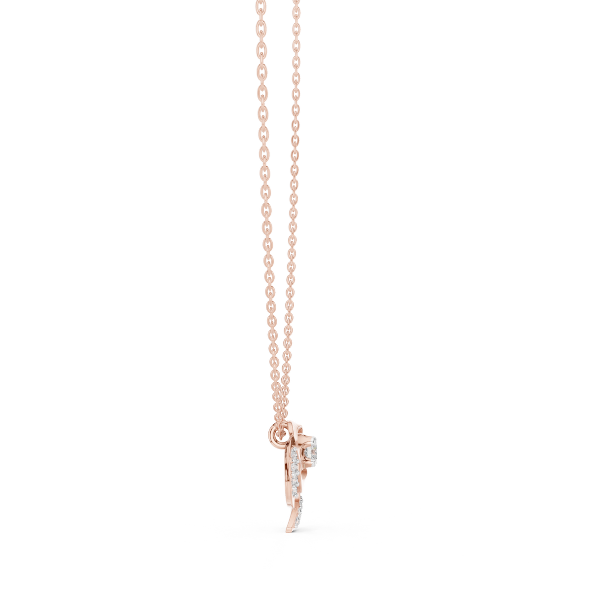 Abstract Swirl Petal Layering Pendant with Round Lab Grown Diamond - View 8