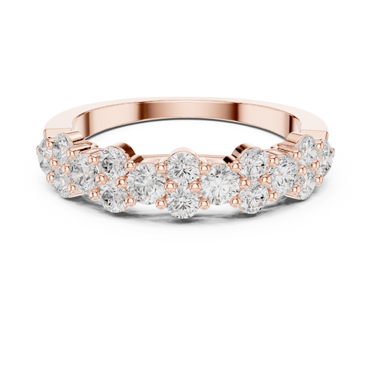 Round Cut Moissanite Diamond Cluster Half Eternity Wedding Band Ring - View 2