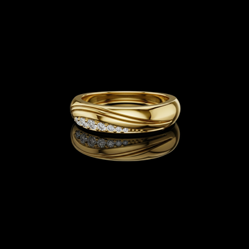 Round Cut Lab Grown Diamond Men's Single Row Channel Accent Gold Ring