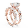 Emerald Cut Lab Grown Diamond Women's Marquise Cluster Bridal Ring Set - View 11