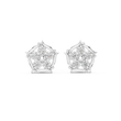 Delicate Floral Round Moissanite Diamond Cluster Stud Earrings - View 3