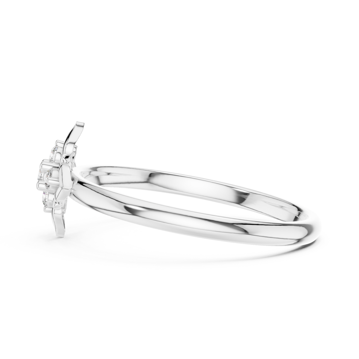 Floral Moissanite Diamond Cluster Ring With Round Cut Brilliant - View 10
