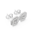 Octagonal Double Halo Emerald Cut Lab Grown Diamond Stud Earring - View 6