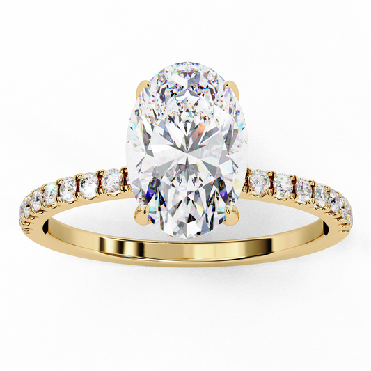 Micro Pave Oval Lab Diamond Solitaire Engagement Ring - View 2