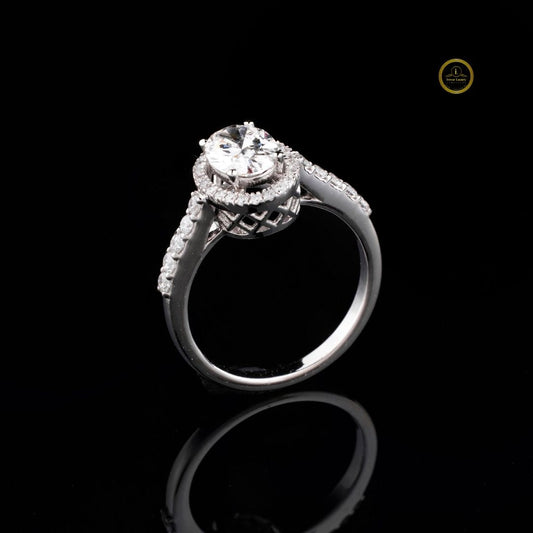Oval Cut Hidden Halo Lab Diamond Ring - View 2