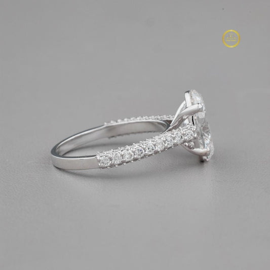 Oval Cut Lab Diamond Pave Setting Anniversary Ring - View 2