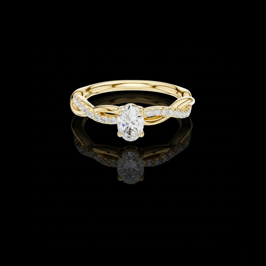 Oval Cut Lab Diamond Twisted Pave Engagement Ring