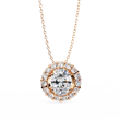 Oval Cut Lab Grown Diamond Halo Pendant with Round Accent Stones - View 3