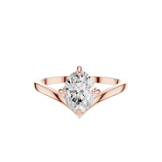 Oval Cut Moissanite Diamond Cathedral Solitaire Engagement Ring - View 2