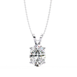 Oval Cut Moissanite Diamond Solitaire Four Prong V Bail Pendant - View 4