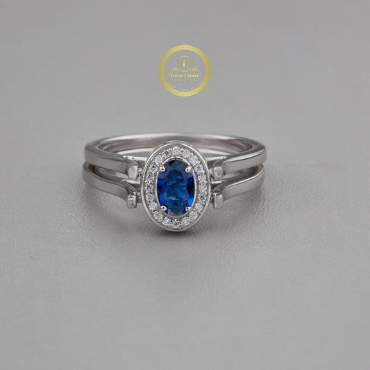 Oval Cut Split Shank Halo Ring In Lab Diamond - View 2