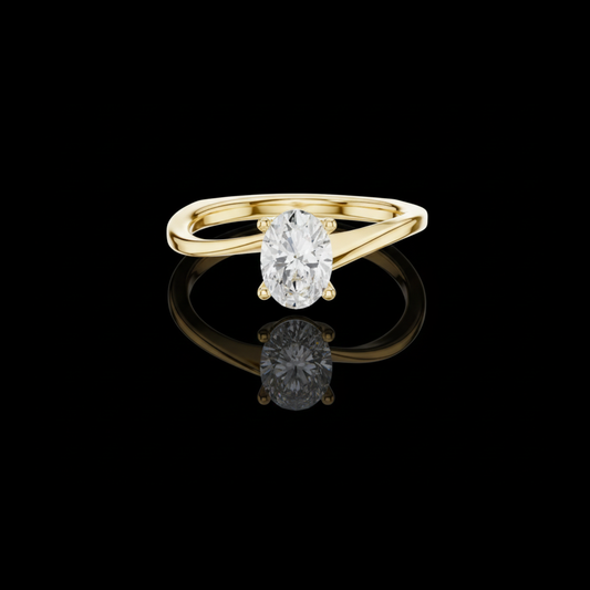 Pave Oval Cut Lab Diamond Solitaire Engagement Ring