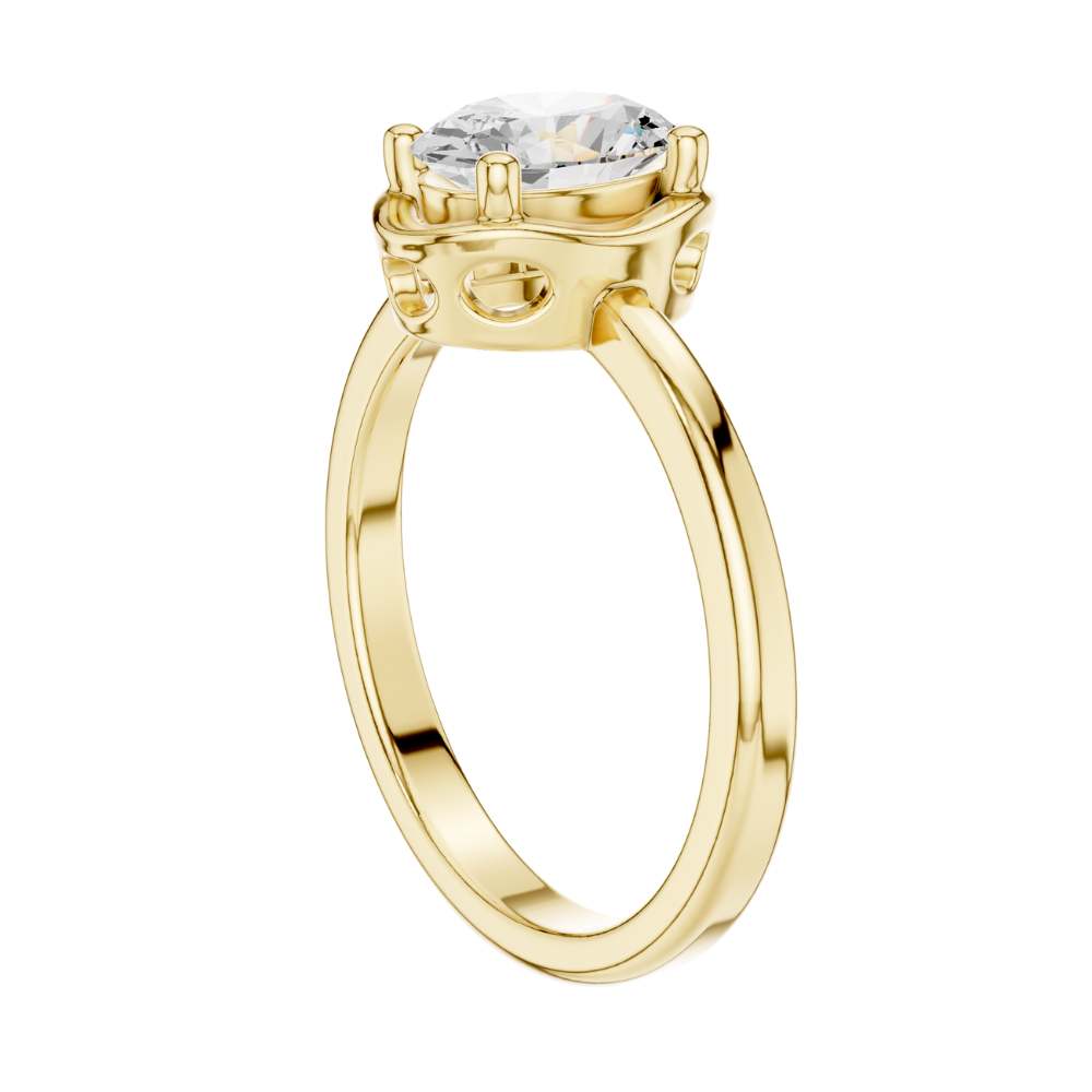 Modern Bezel Set Oval Lab Diamond Solitaire Engagement Ring - View 10