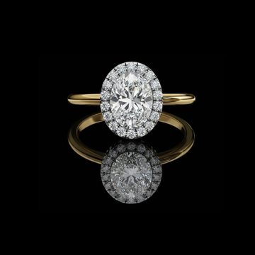 Oval Cut Halo Lab Diamond Ring with Slim Band
