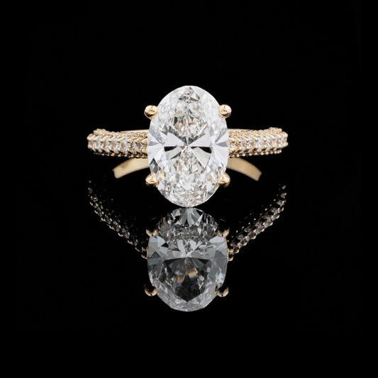 Oval Lab Diamond Wedding Ring With Full Pave Band