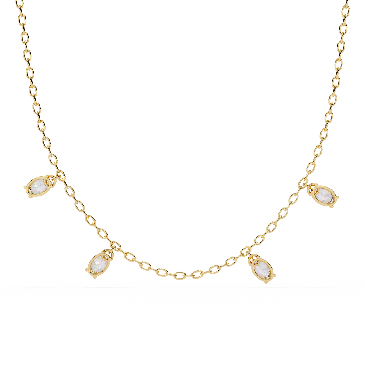 Oval Lab Grown Diamond Dangle Chain Necklace - View 8