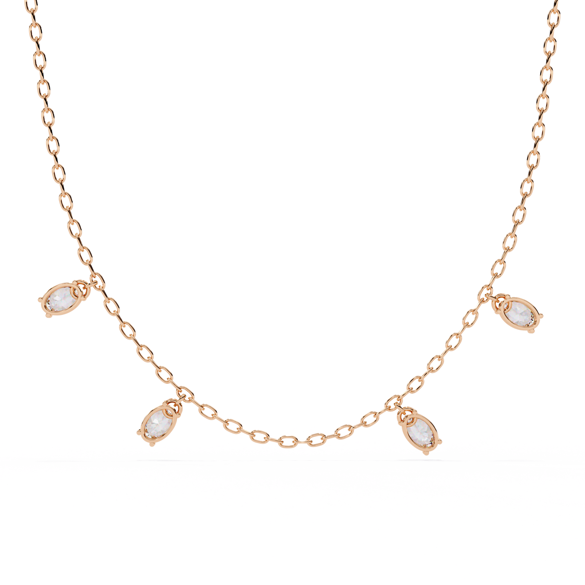 Oval Lab Grown Diamond Dangle Chain Necklace - View 9