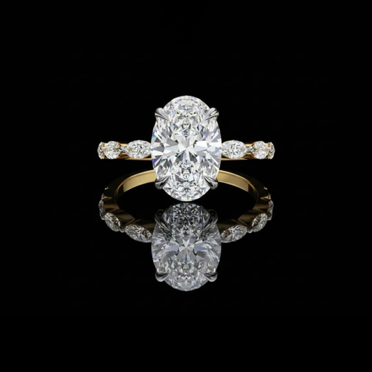 Oval Cut Moissanite Diamond Side Stone Marquise With Eternity Band