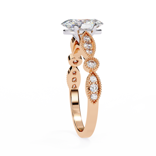 Vintage Inspired Oval Cut Lab Diamond Anniversary Ring - View 2