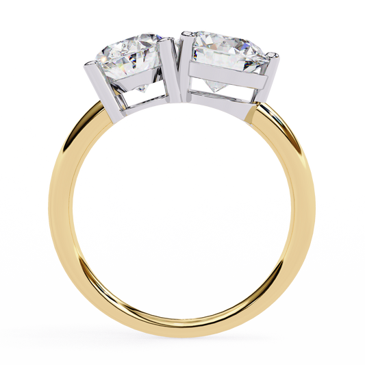 Oval and Round Moissanite Diamond Toi et Moi Engagement Ring - View 2