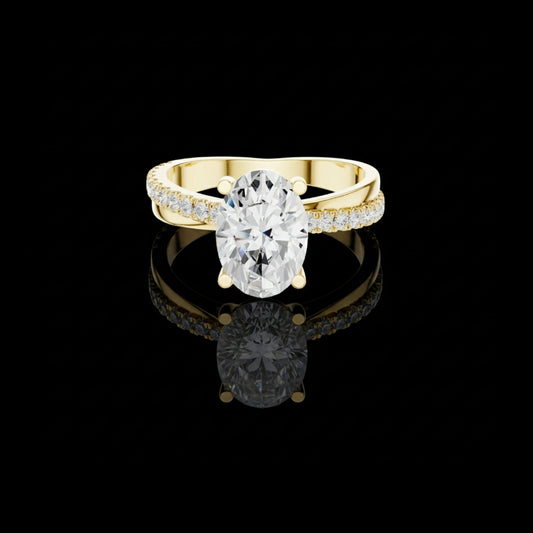 Unique Style Oval Cut Lab Diamond Solitaire Engagement Ring