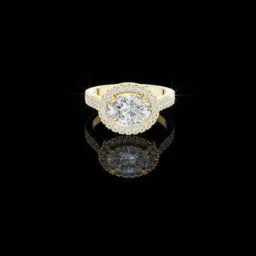 Oval Halo Lab Grown Diamond with Pave Band Ring