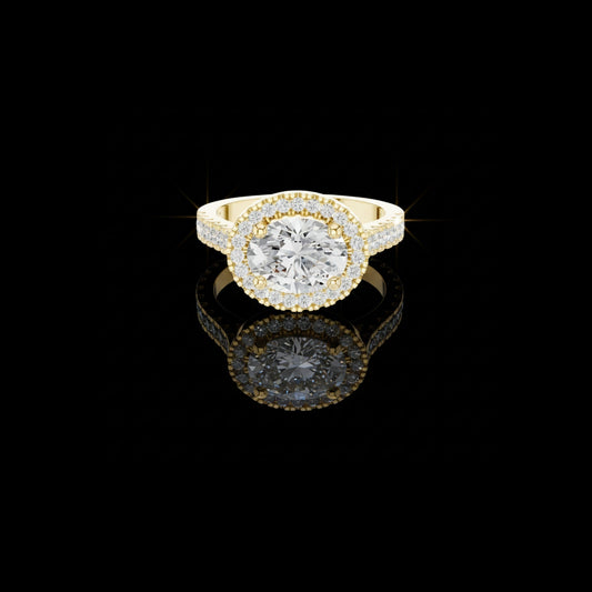 Oval Halo Lab Grown Diamond with Pave Band Ring