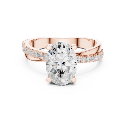 Unique Style Oval Cut Lab Diamond Solitaire Engagement Ring - View 2