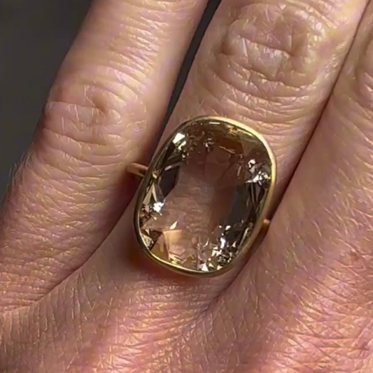Cushion Rose Cut Lab Diamond Bezel Solitaire Gold Ring - View 2