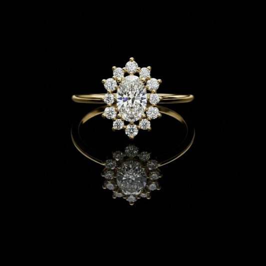 Oval Halo Lab Diamond Floral Ring