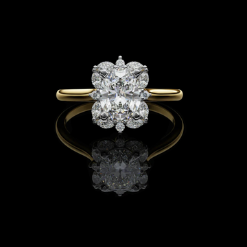 Oval Cut Diamond Floral Cluster Halo Lab Diamond Ring