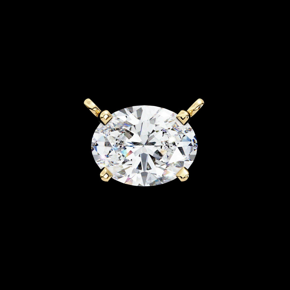 Oval Moissanite Diamond Solitaire Pendant with Four Prong Side Loops Pendant