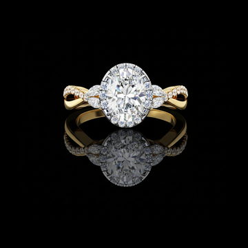 Oval Cut Lab Diamond Ring with Twisted Infinity Band