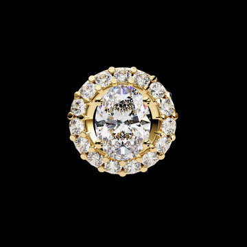 Oval Cut Lab Grown Diamond Halo Pendant with Round Accent Stones