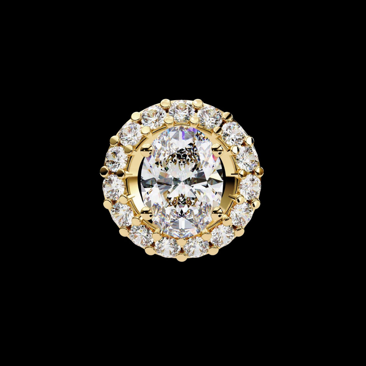 Oval Cut Moissanite Diamond Halo Pendant with Round Accent Stones