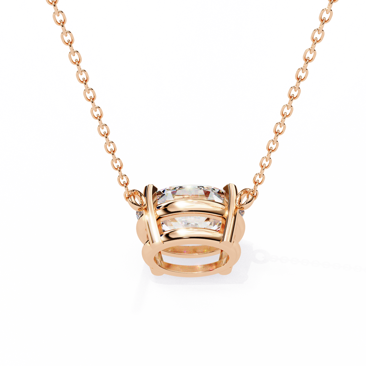 Oval Moissanite Diamond Solitaire Pendant with Four Prong Side Loops Pendant - View 9