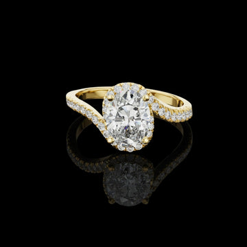 Oval Cut Moissanite Diamond Hidden Halo Twist Ring