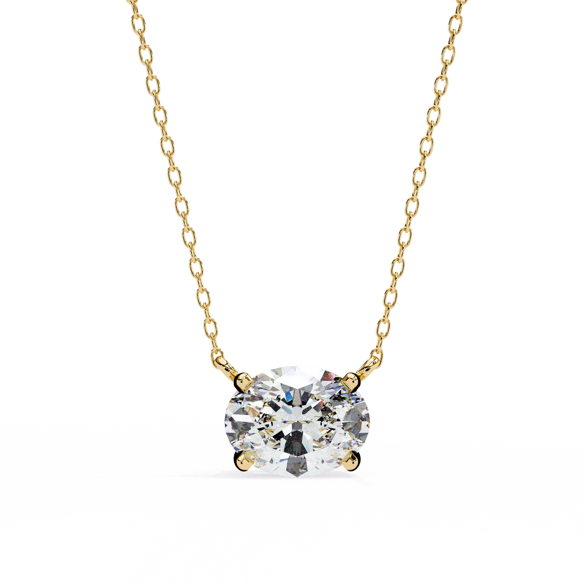 Oval Lab Grown Diamond Solitaire Pendant with Four Prong Side Loops Pendant - View 2