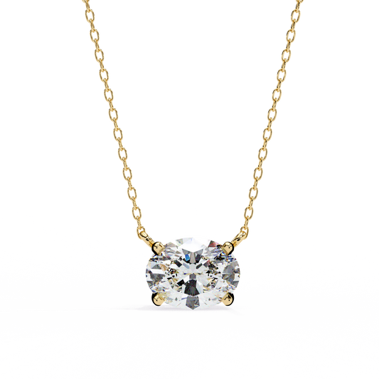 Oval Moissanite Diamond Solitaire Pendant with Four Prong Side Loops Pendant - View 2