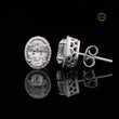 Oval Cut Halo Stud Lab Diamonds Earring Set with Micro Pave Accent - View 2