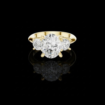 Oval Lab Diamond With Round Accents Women Ring