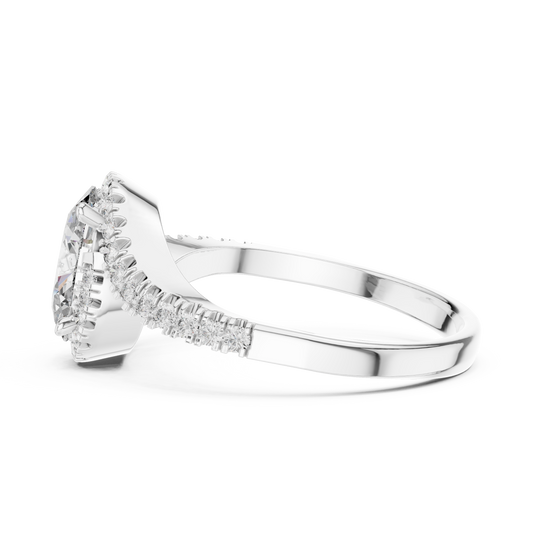 Oval Cut Moissanite Diamond Hidden Halo Twist Ring - View 2