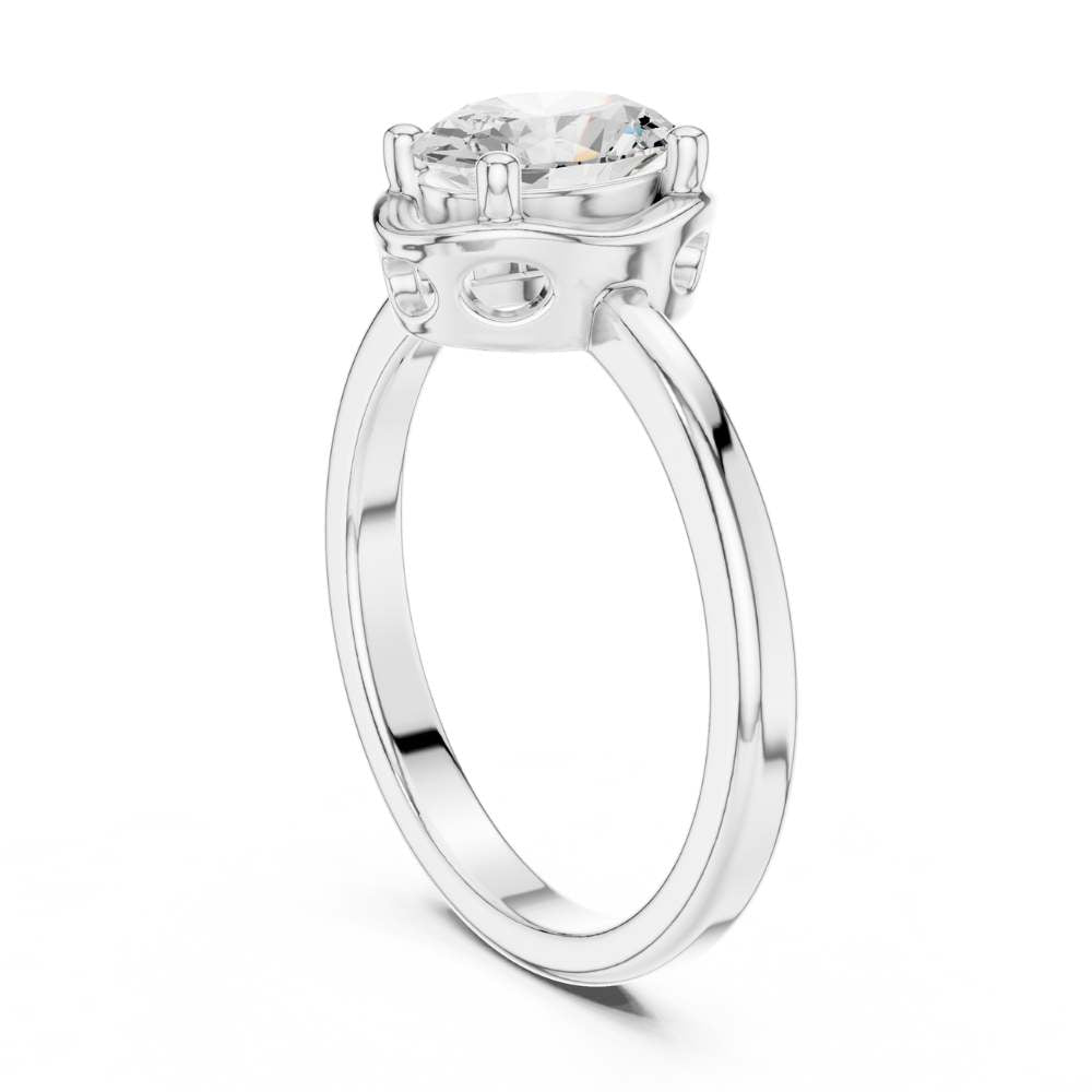 Modern Bezel Set Oval Lab Diamond Solitaire Engagement Ring - View 12