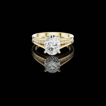 Oval Cut Lab Diamond Split Shank Ring with Pave Accents