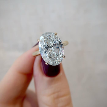 Delicate Wear Oval Moissanite Diamond Hidden Halo Engagement Ring
