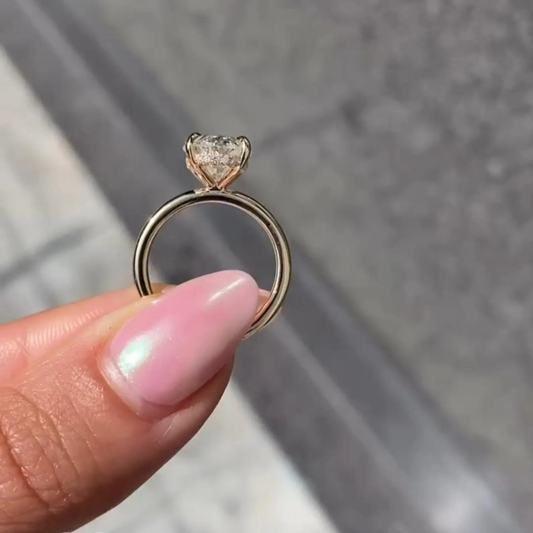 Elegant Oval Cut Lab Diamond Hidden Halo Solitaire Ring - View 2