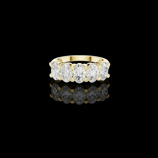 Oval Cut Five Stone Moissanite Diamond Ring
