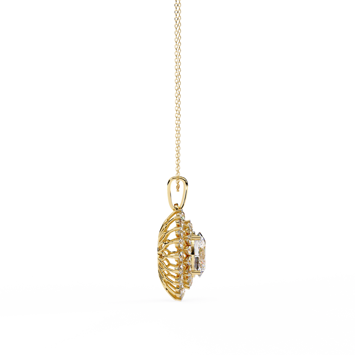 Round Sunburst Inspired Lab Grown Diamond Necklace - View 6