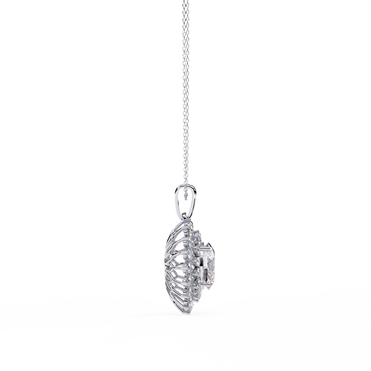 Round Sunburst Inspired Lab Grown Diamond Necklace - View 7