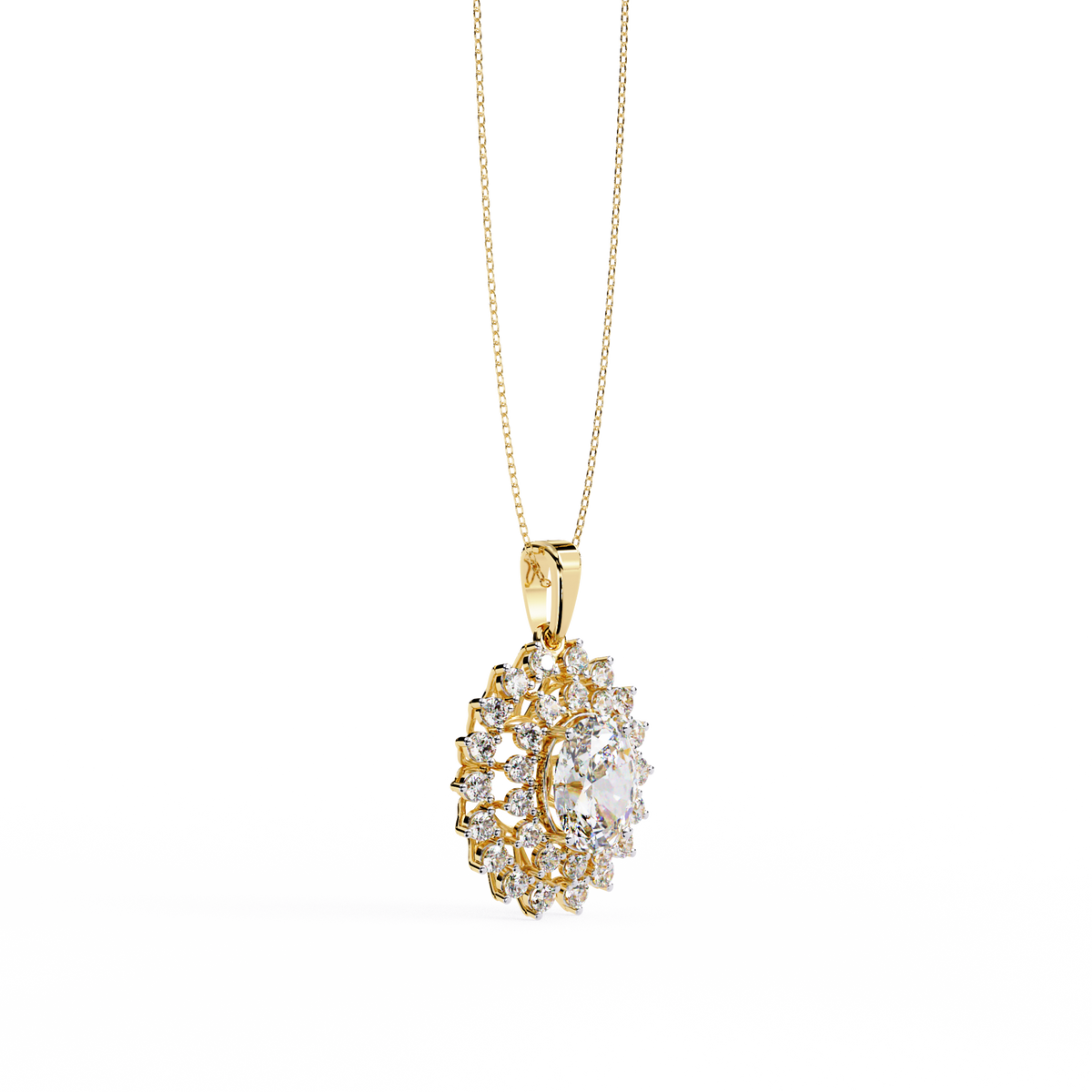 Round Sunburst Inspired Lab Grown Diamond Necklace - View 2